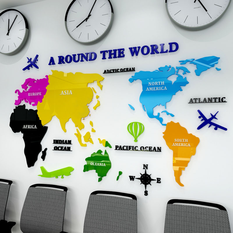 Office Furniture World - 3D Color World Map Acrylic Wall