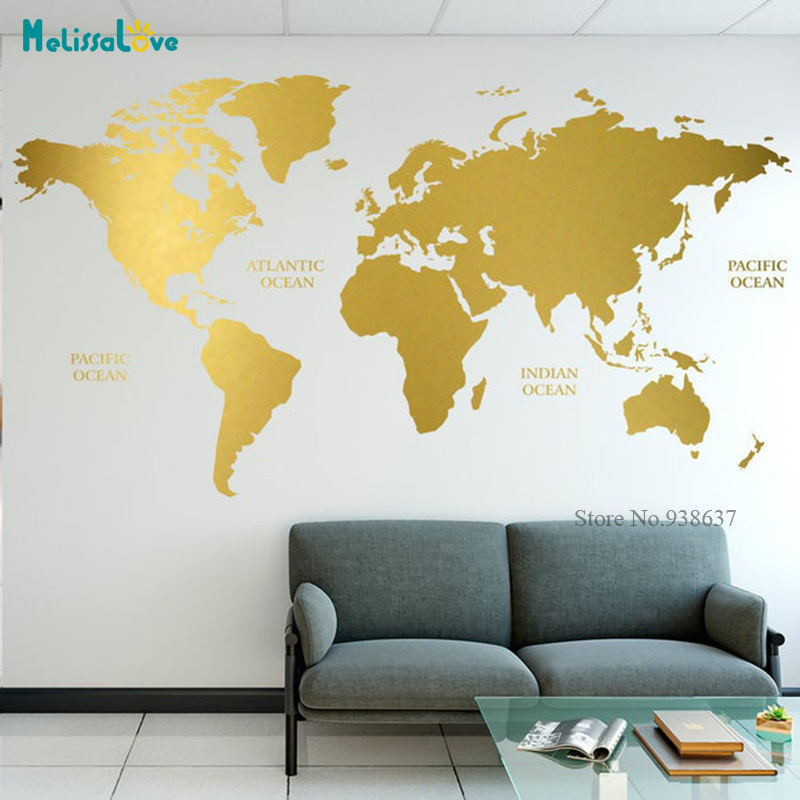 Gold World Map Decal Geometric – обзор и цена Office Furniture World