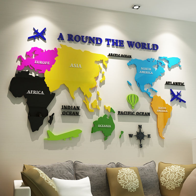 3D Color World Map Acrylic Wal – обзор и цена Office Furniture World